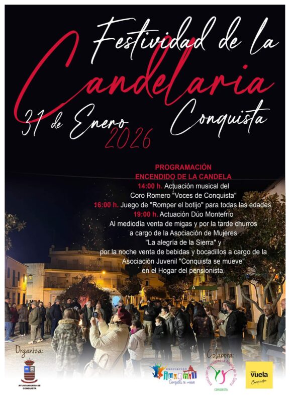 Cartel oficial de la Candelaria 2026 en Conquista, fiesta tradicional de Los Pedroches