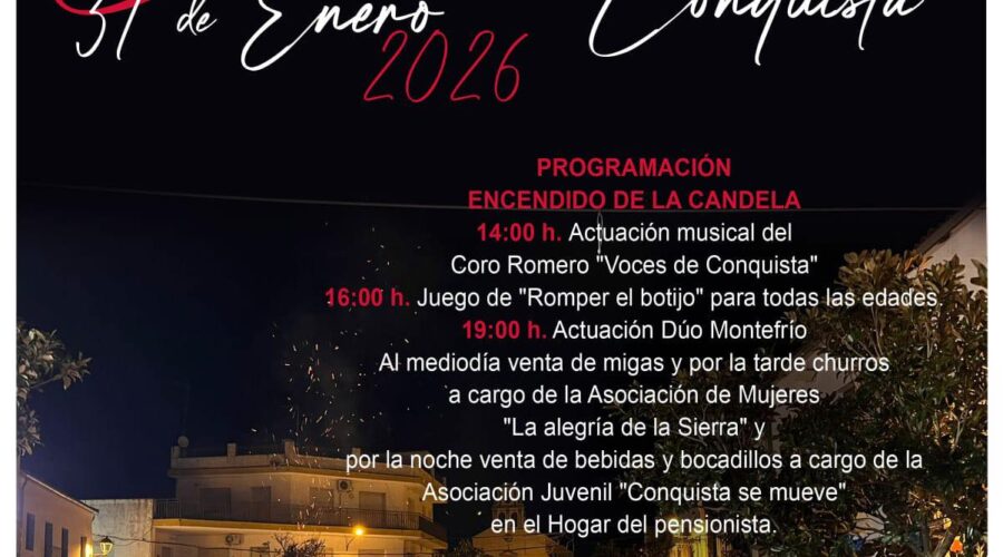 Conquista celebrará la Candelaria 2026 el 31 de enero con más actividades.